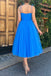 Spaghetti Straps Sky Blue Backless Long Prom Dress, Tulle Sweet 16 Dress