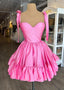 Sweetheart Pink A Line Taffeta Short Homecoming Dress With Ruffles