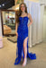 Mermaid Spaghetti Straps Royal Blue Long Prom Dress with Lace Sequins