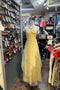 Sweet Long Yellow Prom Dress Chiffon Spaghetti Straps A Line Party Dress