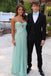 Sweetheart Aqua Slit Prom Dress With Pleated, Keyhole Evening Gown