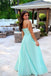 Sweetheart Aqua Slit Prom Dress With Pleated, Keyhole Evening Gown