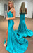 Mermaid Bright Fuchsia Satin Ruffles Long Prom Dress With Skirt Slit