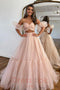 Sweetheart Blush Pink Organza Two Piece Evening Gown with Puff Sleeves
