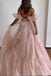 Sweetheart Blush Pink Organza Two Piece Evening Gown with Puff Sleeves