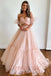 Sweetheart Blush Pink Organza Two Piece Evening Gown with Puff Sleeves