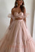 Sweetheart Blush Pink Organza Two Piece Evening Gown with Puff Sleeves