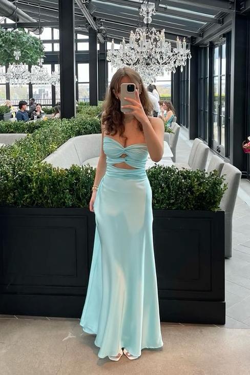 Strapless Aqua Sweetheart Prom Dress A-Line Fitted Satin Evening Dress DressTok.co.uk Strapless Aqua Sweetheart Prom Dress A-Line Fitted Satin Evening Dress DressTok.co.uk