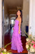 Long Purple Prom Dress Ruffles Strapless A Line Party Dress with Slit