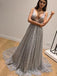 Dazzling Silver Sequins Prom Dresses Backless Formal Engagement Dress