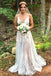 a-line spaghetti straps outdoor wedding dress with appliques dtw222