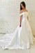 simple a-line wedding dress off-the-shoulder satin wedding dress dtw232