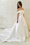 Off-the-Shoulder Satin Wedding Dress, Simple A-Line Wedding Dress