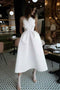 Simple Wedding Dresses with Pockets, Ivory Backless Spaghetti Straps Prom Dress