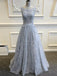 tulle a-line princess backless long prom dress with lace appliques dtp217