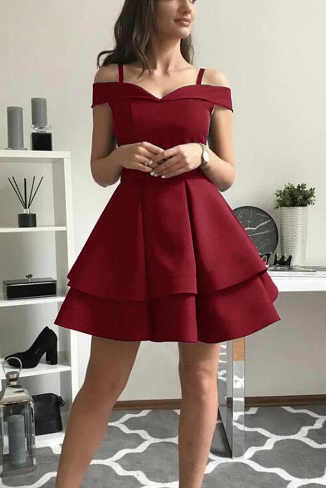 Satin Homecoming Short Prom Dress Off Shoulder Burgundy Graduation Gown DTH134 – DressTok.co.uk Satin Homecoming Short Prom Dress Off Shoulder Burgundy Graduation Gown DTH134 – DressTok.co.uk