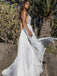 Boho V-neck Chiffon Long Wedding Dress, Beach Backless Two Piece Maxi Dress