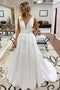 Simple Sleeveless Wedding Dress, A-line V-neck Wedding Dress With Pockets