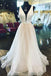a-line plunging neckline sparkly glitter tulle long wedding dress dtw139