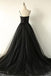 Elegant Straps Tulle Black Prom Dress Sweetheart Sleeveless Party Dress