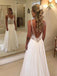 Elegant Chiffon Lace Applique Backless Beach Wedding Dress