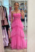 Pink Long Prom Dresses Princess Tulle Tiered Dress In Pink