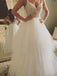 a-line/princess tulle wedding dress backless bridal gown with lace dtw86