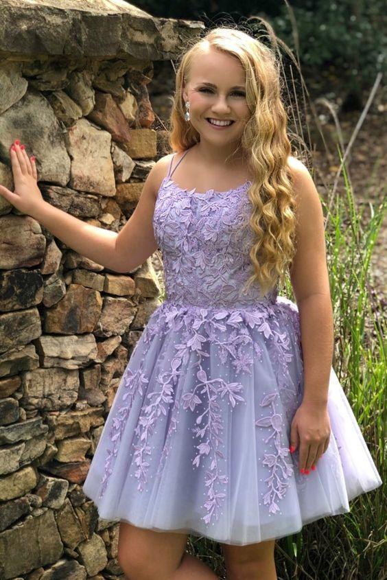 homecoming dresses freshman year Light blue appliques lace see through lovely freshman homecoming dress AlineBridal