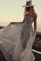 Stunning Strapless Sequin Tulle Sleeveless Long Boho Wedding Dress