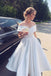 ivory off-shoulder satin short wedding dress a-line ankle length homecoming dress dth70