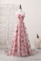 A-Line/Princess Pink Sweetheart Long Prom/Evening Dress With 3D Applique