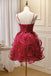 A-Line/Princess Burgundy Sleeveless Mini/Short Puffy Cute Homecoming Dress