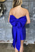 Strapless Royal Blue Satin Short Homecoming Dresses With Bodycon