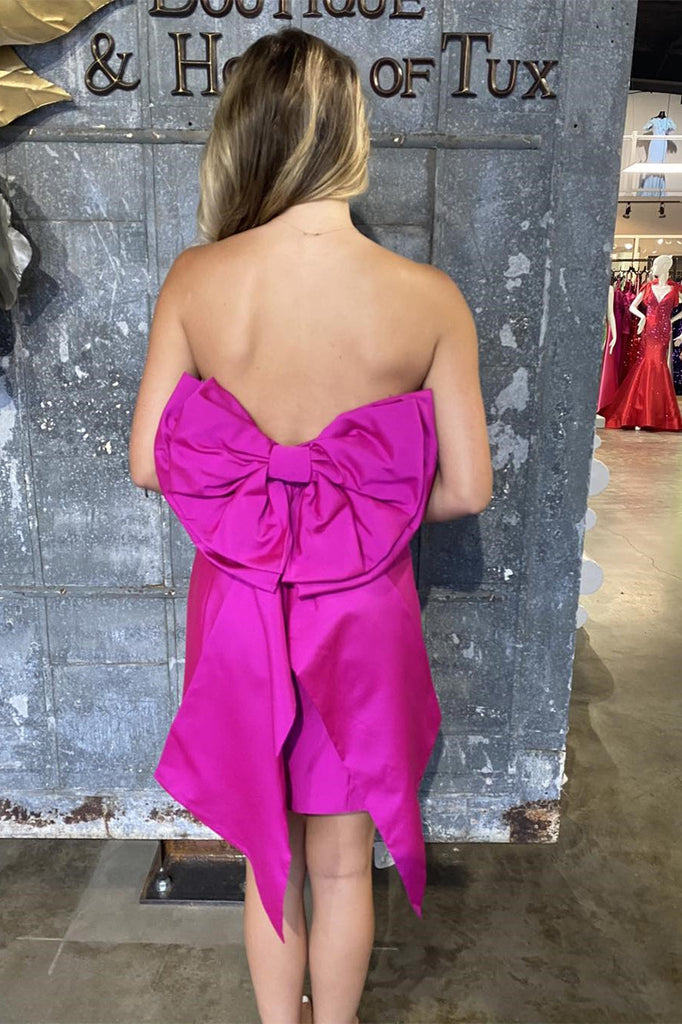 Strapless Royal Blue Satin Short Homecoming Dresses With Bodycon