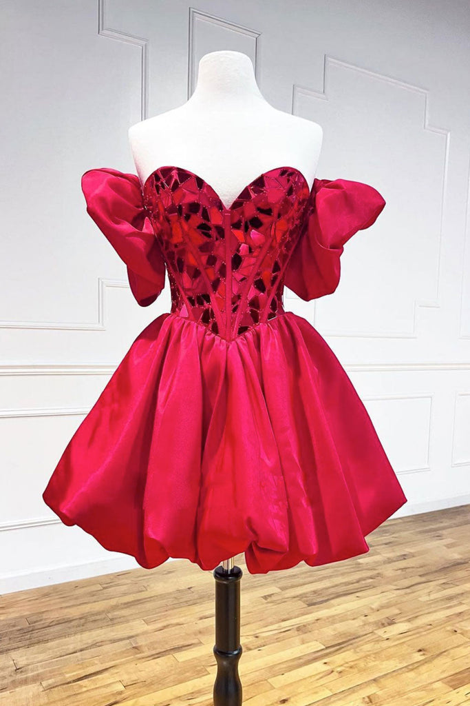 A-Line/Princess Burgundy Sleeveless Short/Mini V Neck Backless Satin Homecoming Dresse