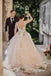 Gergous Prom Dress V Neck Tulle Wedding Dress With 3D Floral Appliques