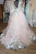 Gergous Prom Dress V Neck Tulle Wedding Dress With 3D Floral Appliques