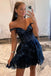 Cute A Line Red V-neck Ruffles Short Homecoming Dress with Sequins