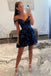 Cute A Line Red V-neck Ruffles Short Homecoming Dress with Sequins