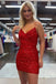 Mermaid Royal Blue V-neck Bodycon Short Homecoming Dress with Sequins