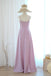 Spaghetti Straps Lilac V Neck Long Bridesmaid Dress