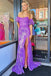 Sparkly Purple Mermaid Long Prom Dress With Slit, Trumpet Formal Gown