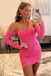 Sweetheart Hot Pink A Line Short Homecoming Dress With Detachable Sleeves