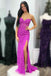 Sweetheart Hot Pink Corset Appliques Long Formal Dress With Slit