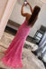 Sweetheart Hot Pink Corset Appliques Long Formal Dress With Slit