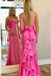A Line Pink Sleeveless Prom Dress, Mermaid Long Party Dress With Ruffles