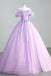 Off the Shoulder Mint Green Puffy Sequined Long Prom Dress With Flowers