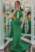 Sexy Green Sequins Mermaid Long Prom Dress Formal Dress With Slit