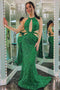 Sexy Green Sequins Mermaid Long Prom Dress Formal Dress With Slit