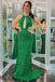 Sexy Green Sequins Mermaid Long Prom Dress Formal Dress With Slit
